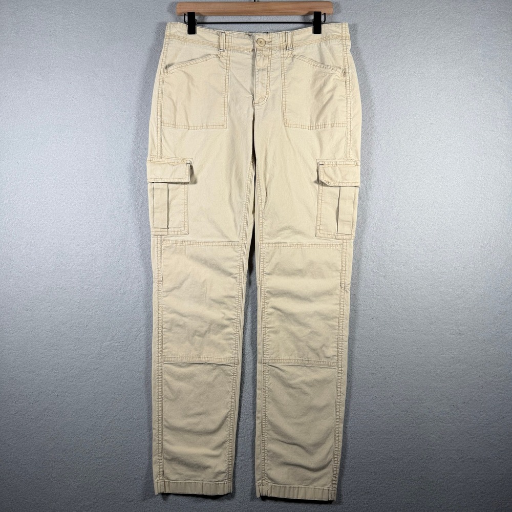 LL Bean Favorite Fit Cargo Pants Womens 10 MT Khaki Tan Cotton Stretch 505026